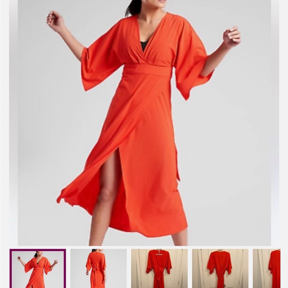 Elegant Orange Wrap Dress